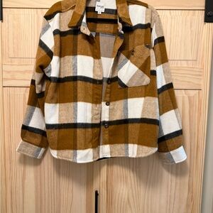 Brown and White Plaid Jacket